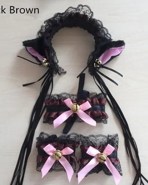 Neko Kitty Cat Complete Set with Headband, Collar, and Bracelets - Cosparty