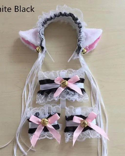 Neko Kitty Cat Complete Set with Headband, Collar, and Bracelets - Cosparty