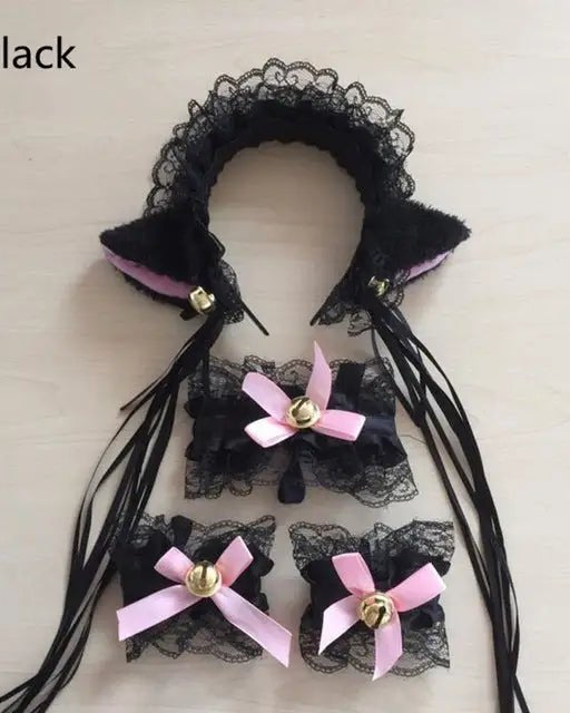 Neko Kitty Cat Complete Set with Headband, Collar, and Bracelets - Cosparty
