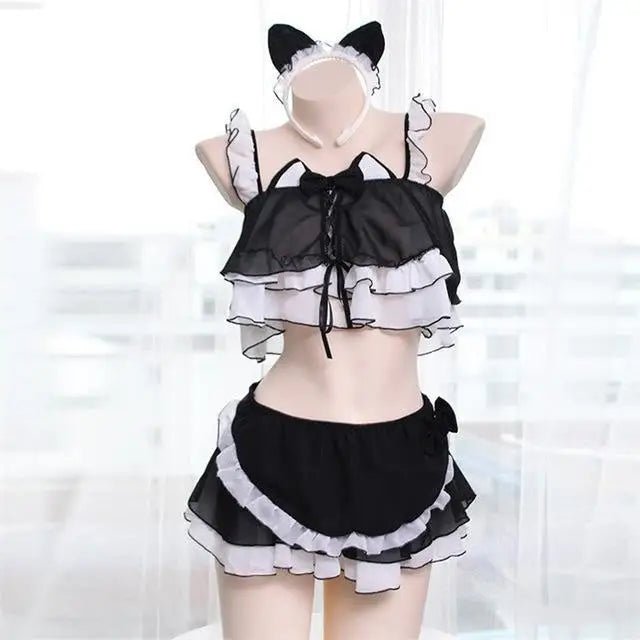 Neko Maid Inspired Lingerie Set for Kawaii Lovers - Cosparty
