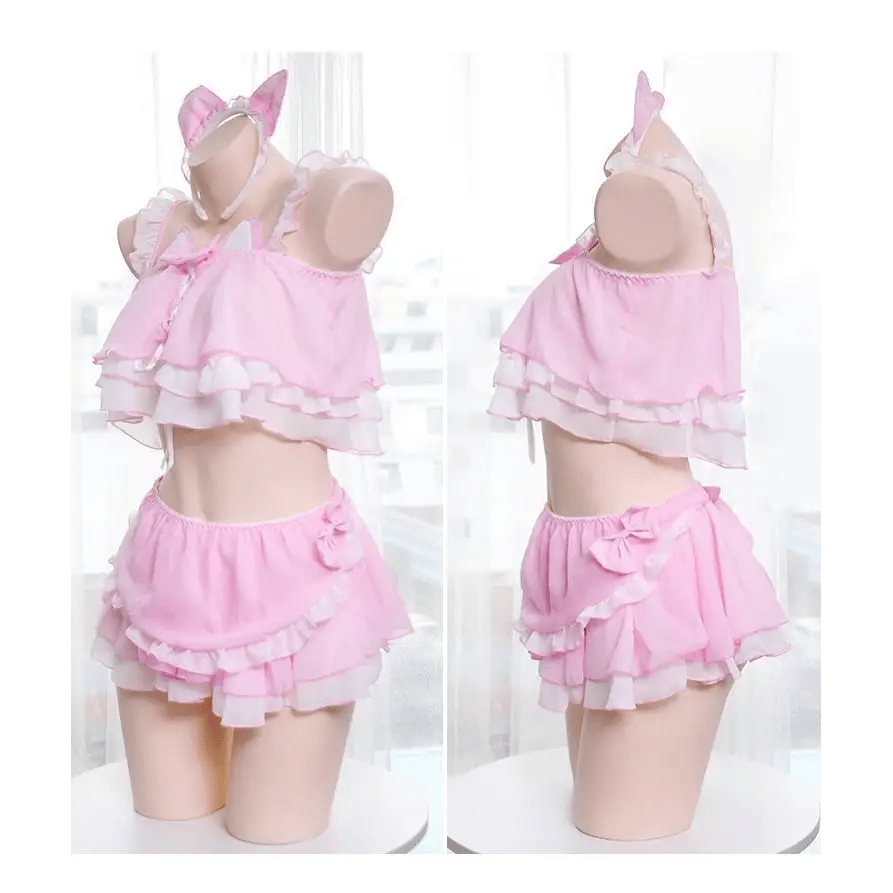 Neko Maid Inspired Lingerie Set for Kawaii Lovers - Cosparty