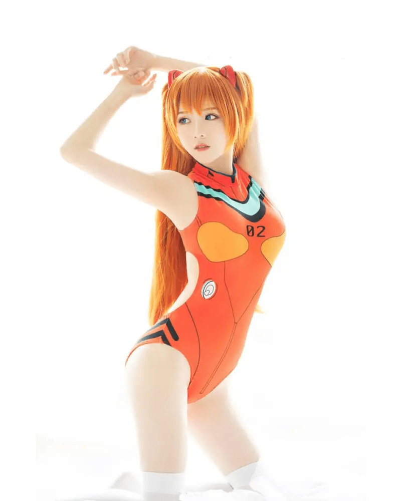 Neon Genesis Inspired Gamer Girl Bodysuit with Built - In Bra Liner - Cosparty