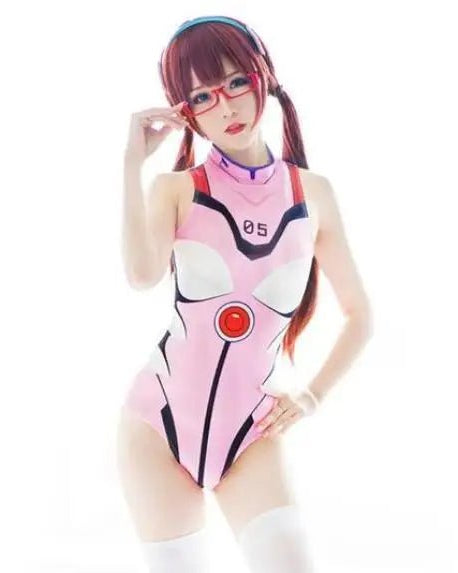 Neon Genesis Inspired Gamer Girl Bodysuit with Built - In Bra Liner - Cosparty
