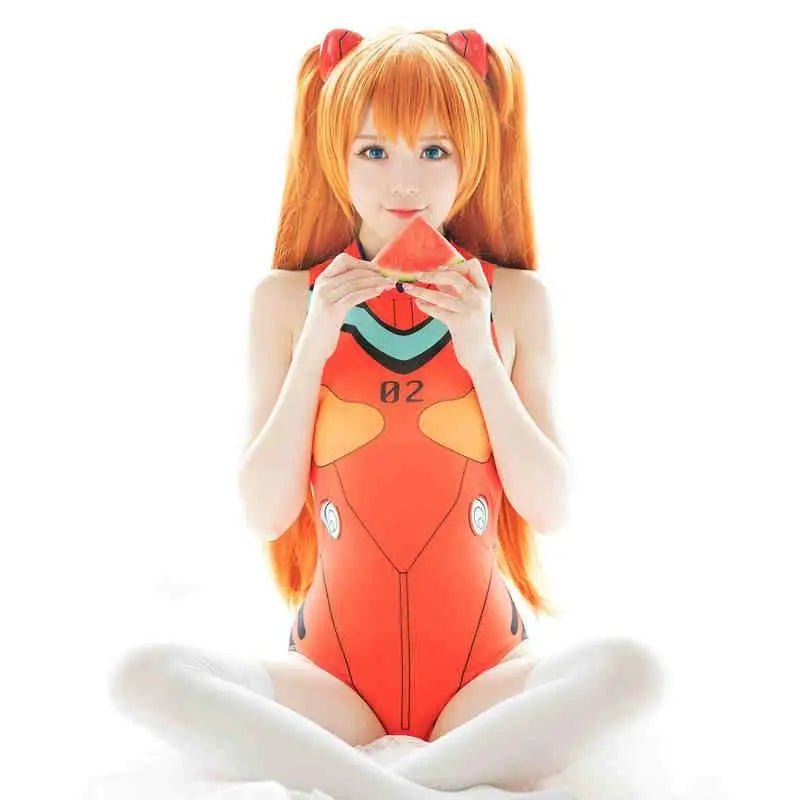Neon Genesis Inspired Gamer Girl Bodysuit with Built - In Bra Liner - Cosparty