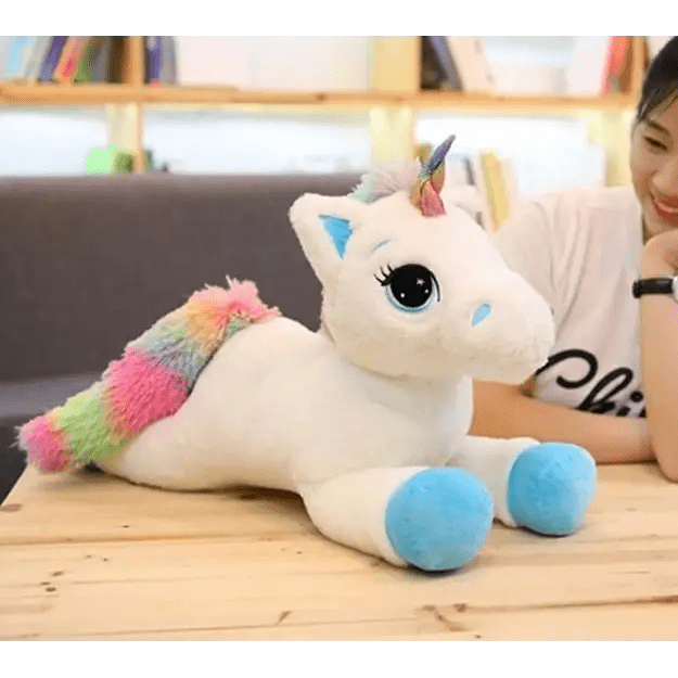 Oversized Unicorn Plushie with Holographic Horn and Rainbow Mane - Cosparty