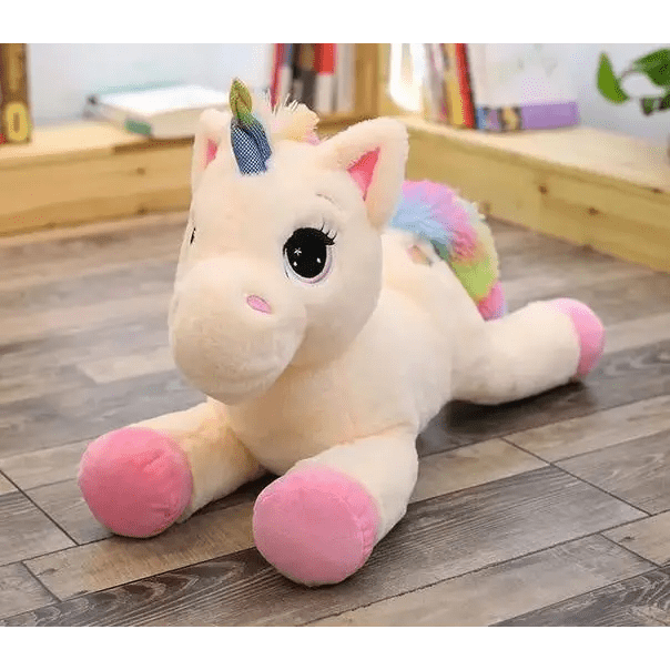 Oversized Unicorn Plushie with Holographic Horn and Rainbow Mane - Cosparty