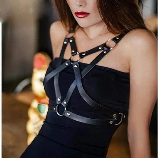 Pagan Inspired Pentagram Chest Harness in Vegan Leather - Cosparty