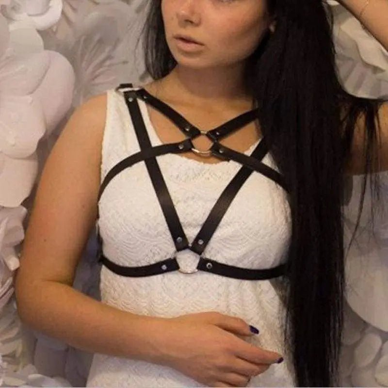 Pagan Inspired Pentagram Chest Harness in Vegan Leather - Cosparty