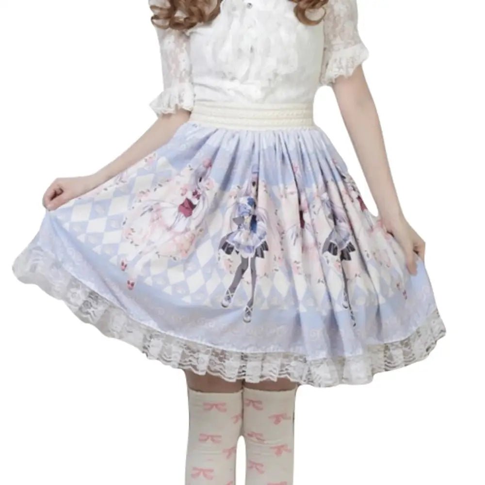 Pastel Anime Girl Lolita Skirt in Kawaii Fairy Kei Style - Cosparty