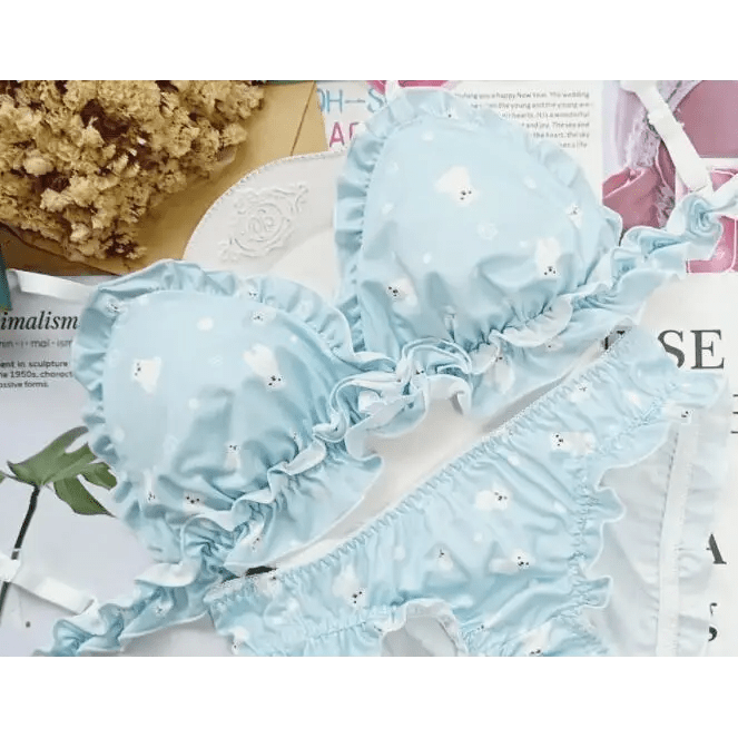Pastel Blue Polar Bear Lingerie Set for Kawaii Fashion Lovers - Cosparty