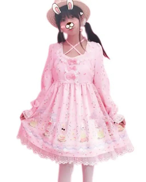 Pastel Bunny Rabbit Tea Party Lolita Dress - Cosparty