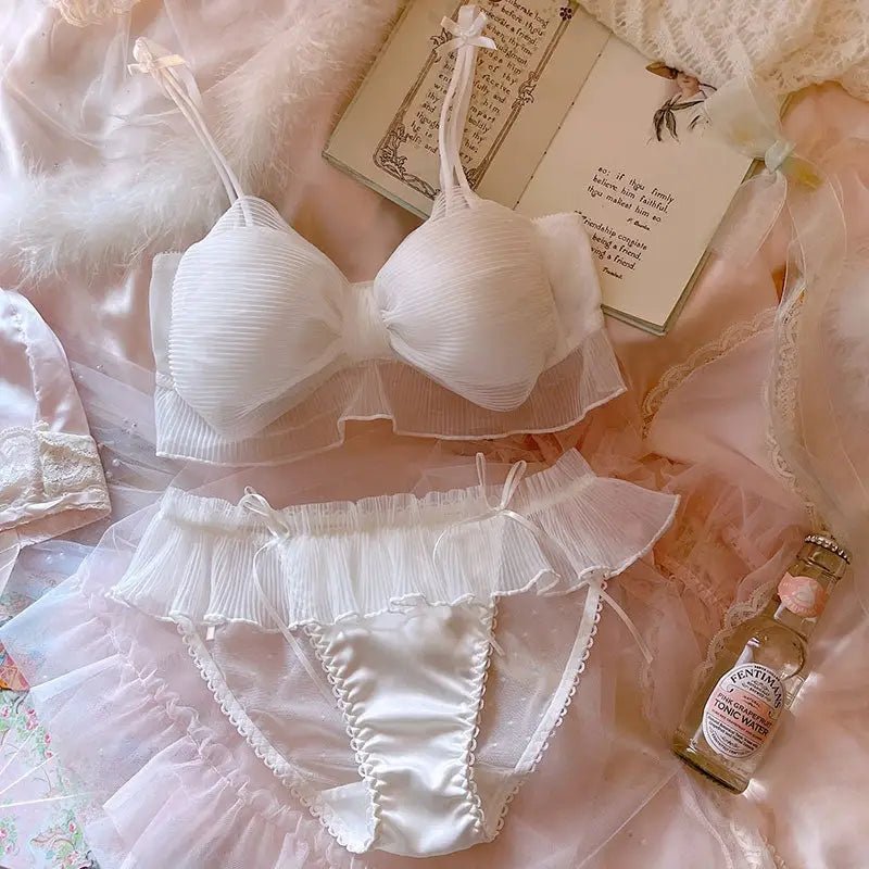Pastel Chiffon Lingerie Set for Kawaii and Fairycore Aesthetics - Cosparty