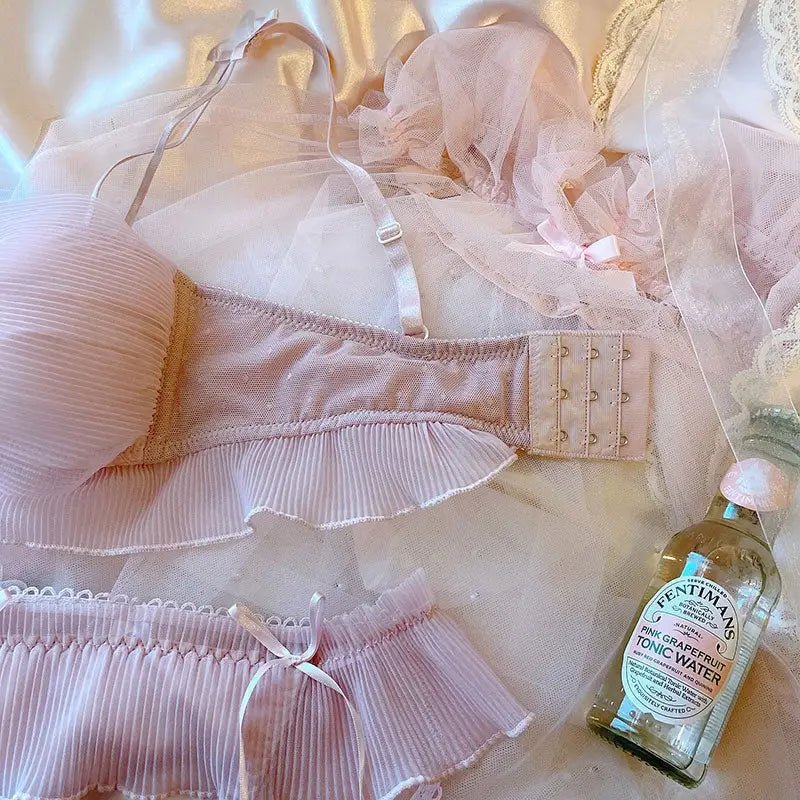 Pastel Chiffon Lingerie Set for Kawaii and Fairycore Aesthetics - Cosparty