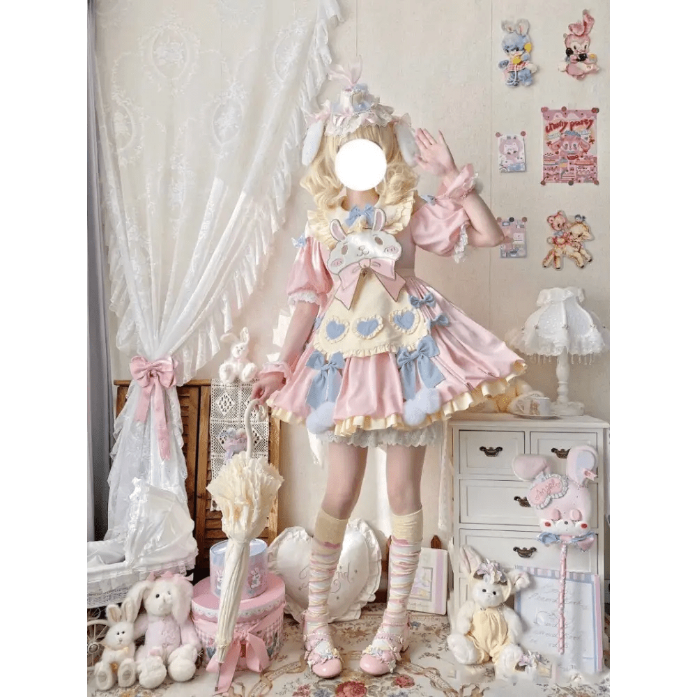 Pastel Easter Bunny Lolita Dress for Kawaii Fashion Lovers - Cosparty