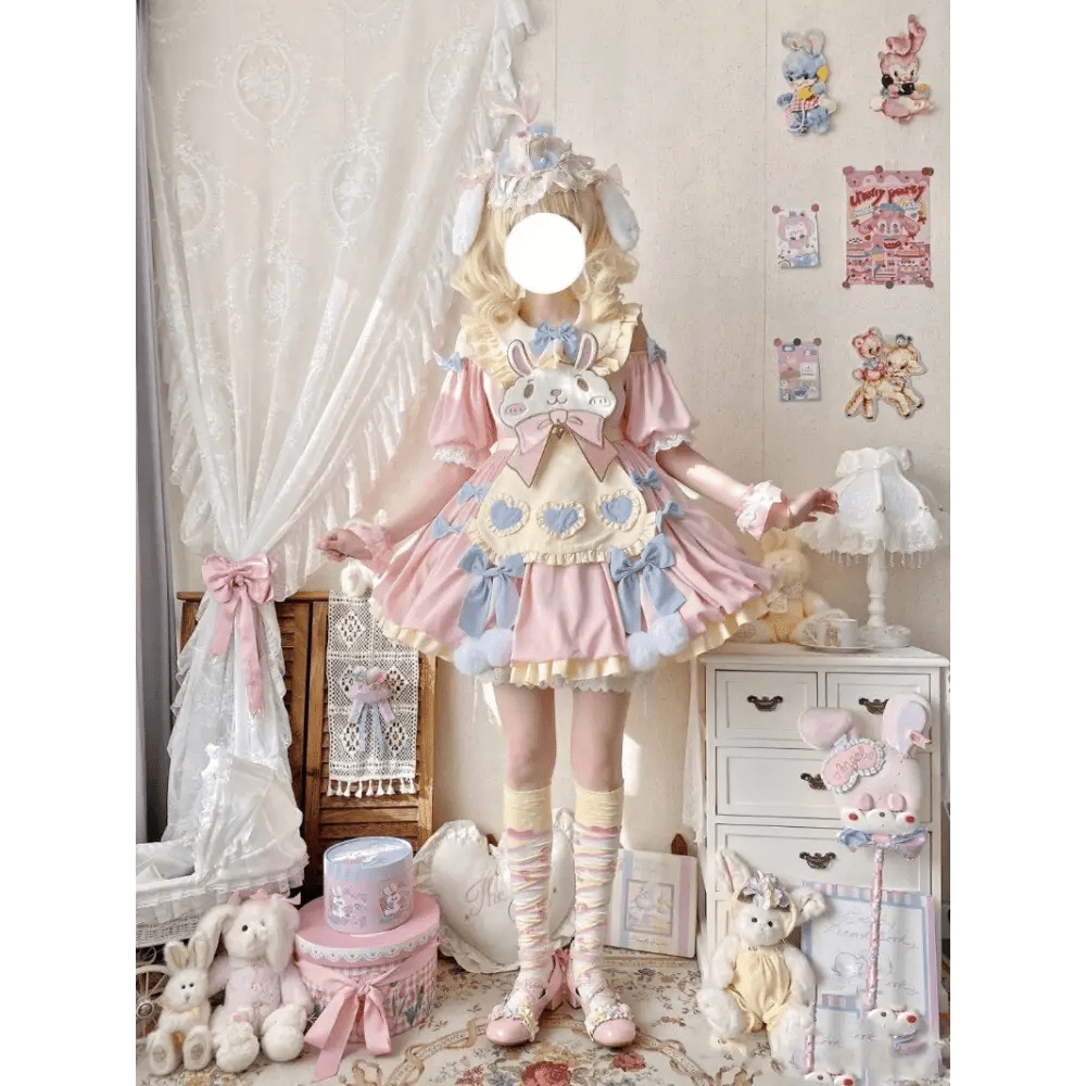 Pastel Easter Bunny Lolita Dress for Kawaii Fashion Lovers - Cosparty