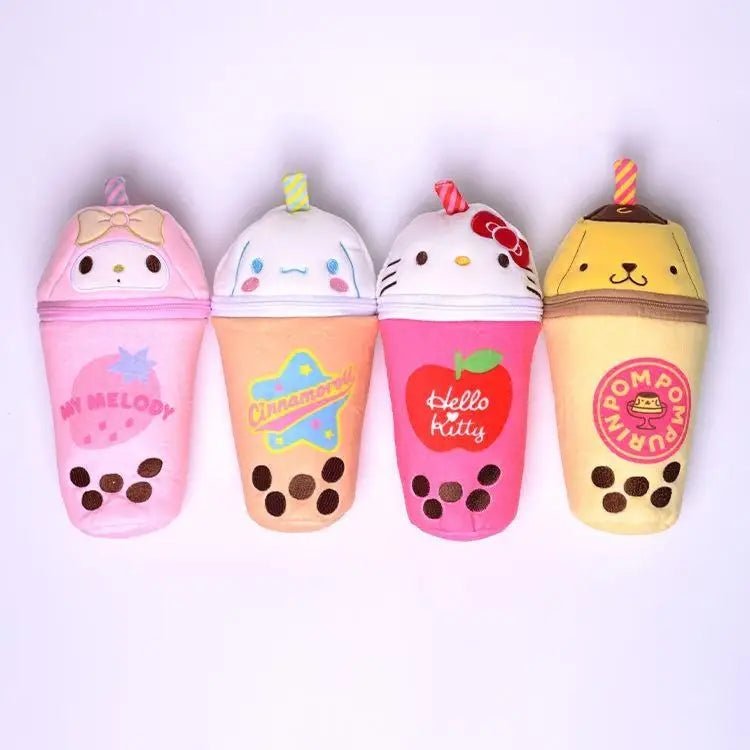 Pastel Fairy Kei Stationary Bags Featuring Kawaii Characters and Bubble Tea - Cosparty