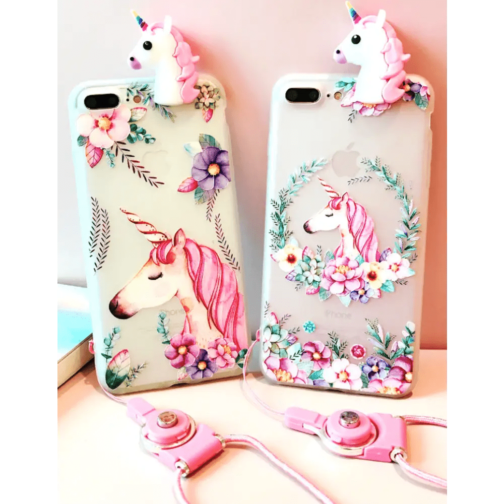 Pastel Fairy Kei Unicorn Phone Case with 3D Charm - Cosparty
