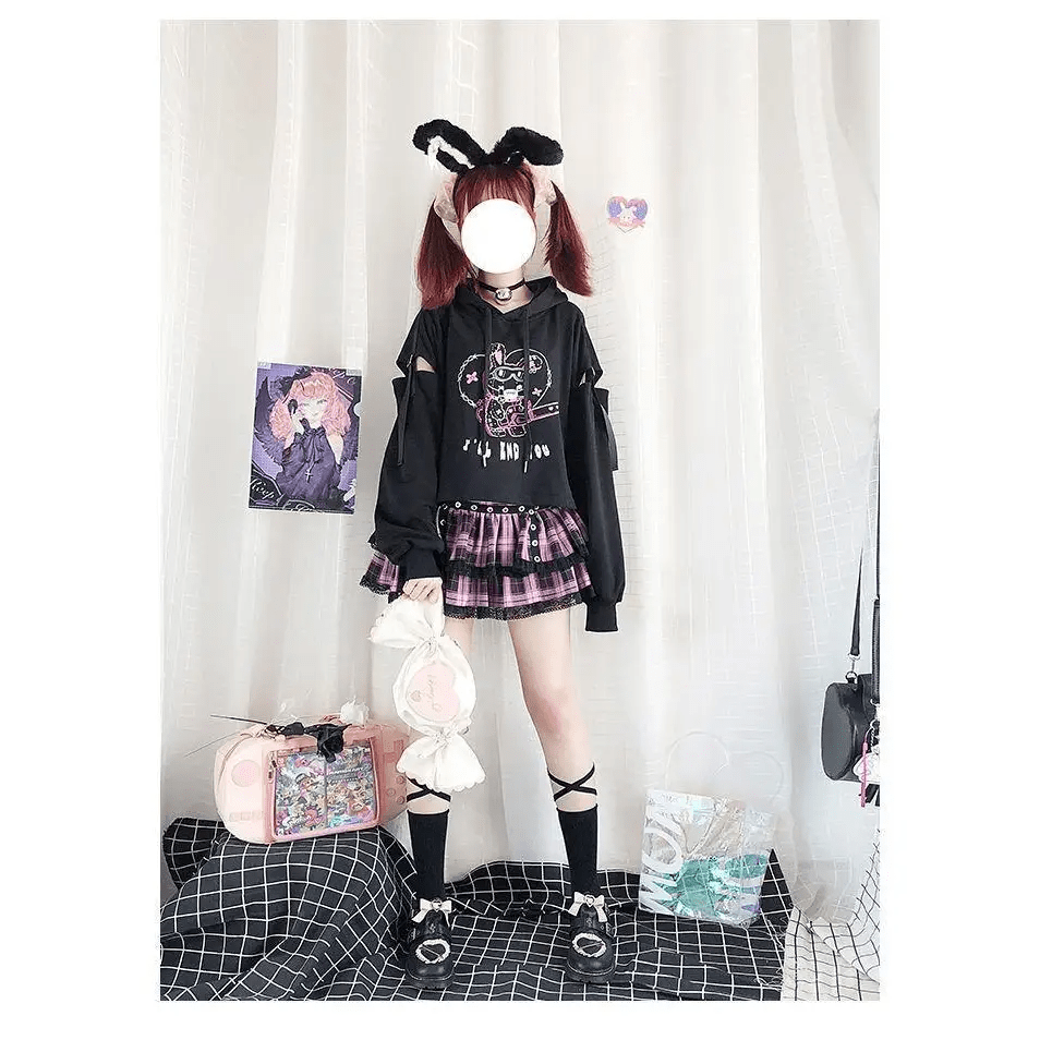 Pastel Goth I'll End You Chainsaw Bunny Hoodie for Year - Round Wear - Cosparty