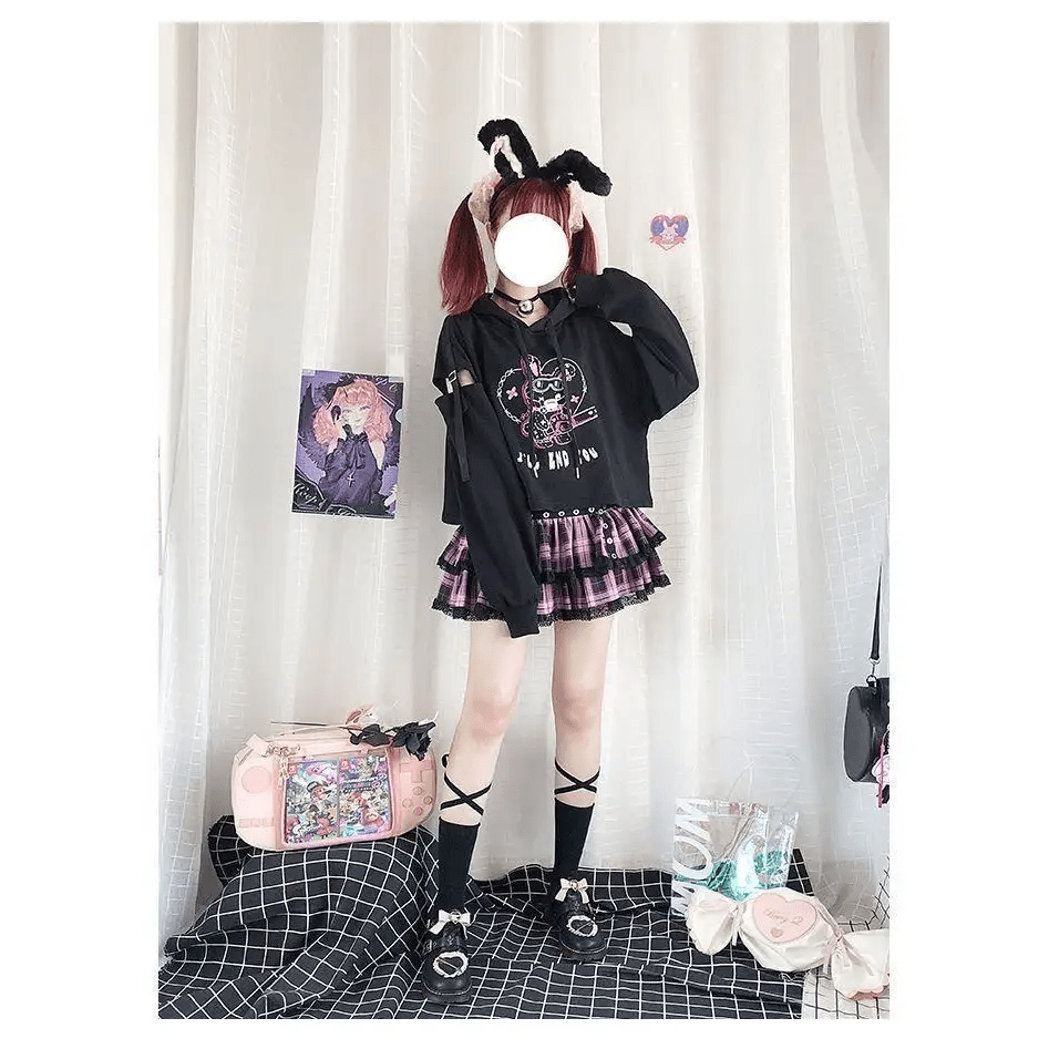 Pastel Goth I'll End You Chainsaw Bunny Hoodie for Year - Round Wear - Cosparty