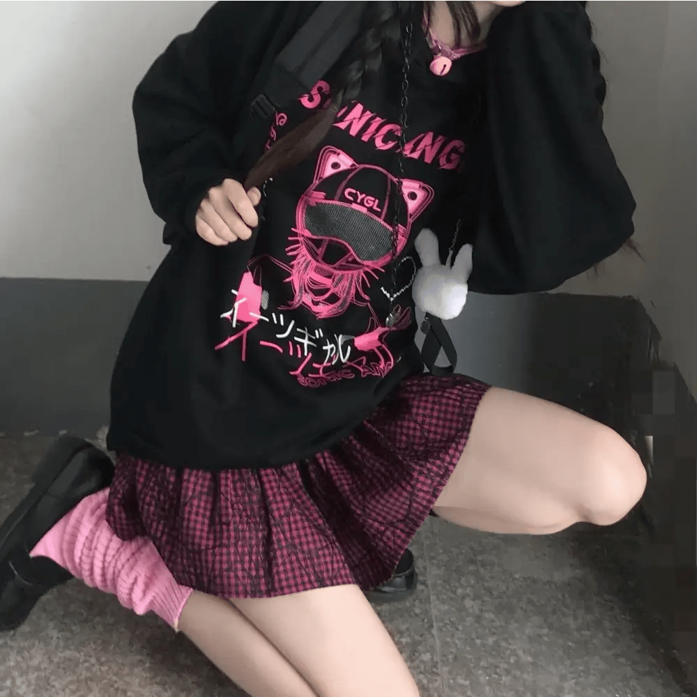 Pastel Goth Japanese Sonic Angel Hoodie in Neon Colors - Cosparty