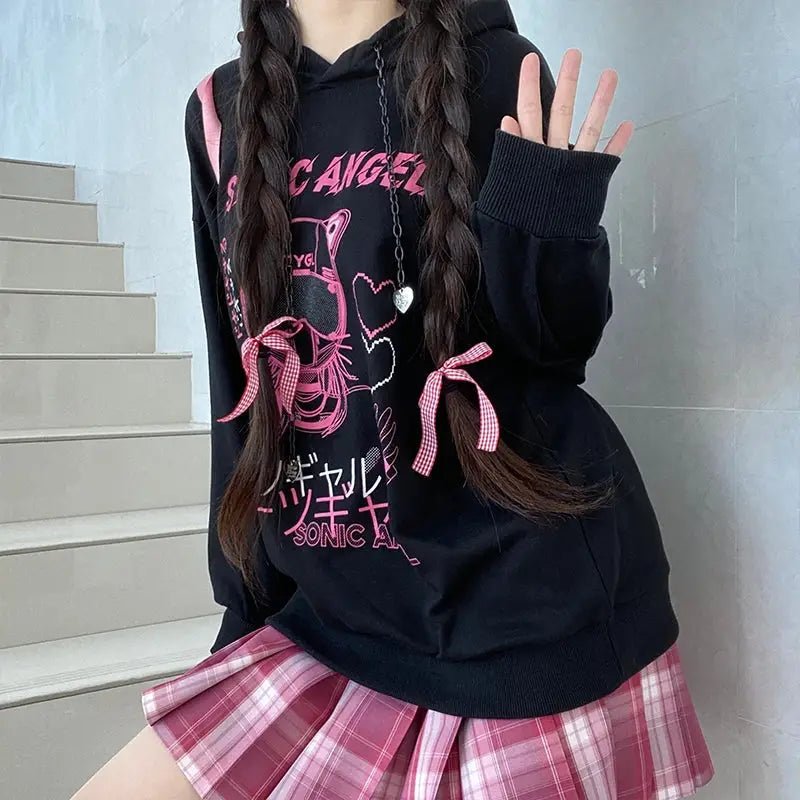 Pastel Goth Japanese Sonic Angel Hoodie in Neon Colors - Cosparty