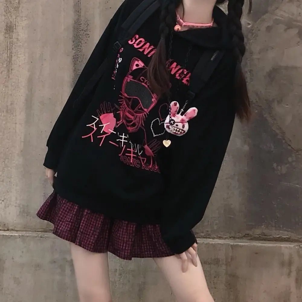 Pastel Goth Japanese Sonic Angel Hoodie in Neon Colors - Cosparty