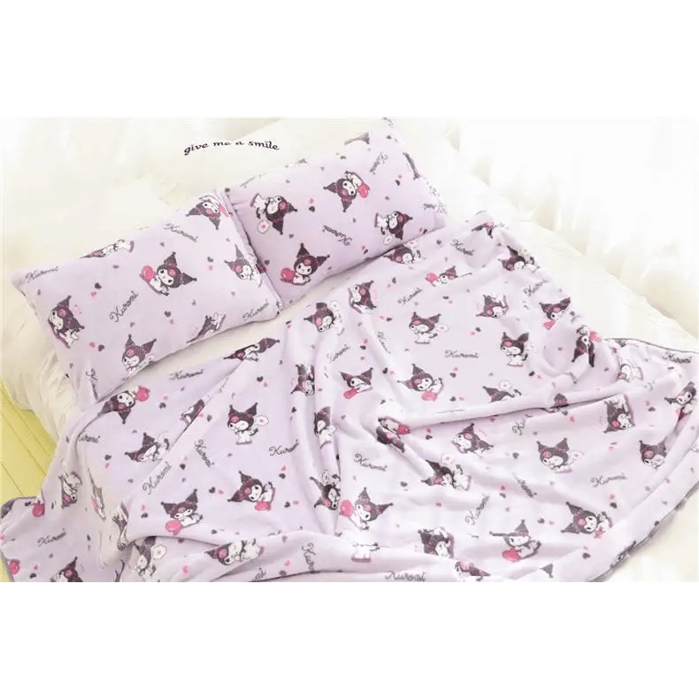 Pastel Goth Kuromi Inspired Furry Warm Blanket for Snuggling - Cosparty