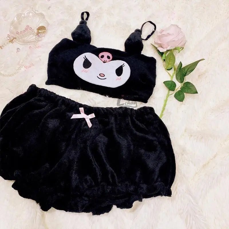 Pastel Goth Kuromi Lingerie Set for Cozy Nighttime Wear - Cosparty