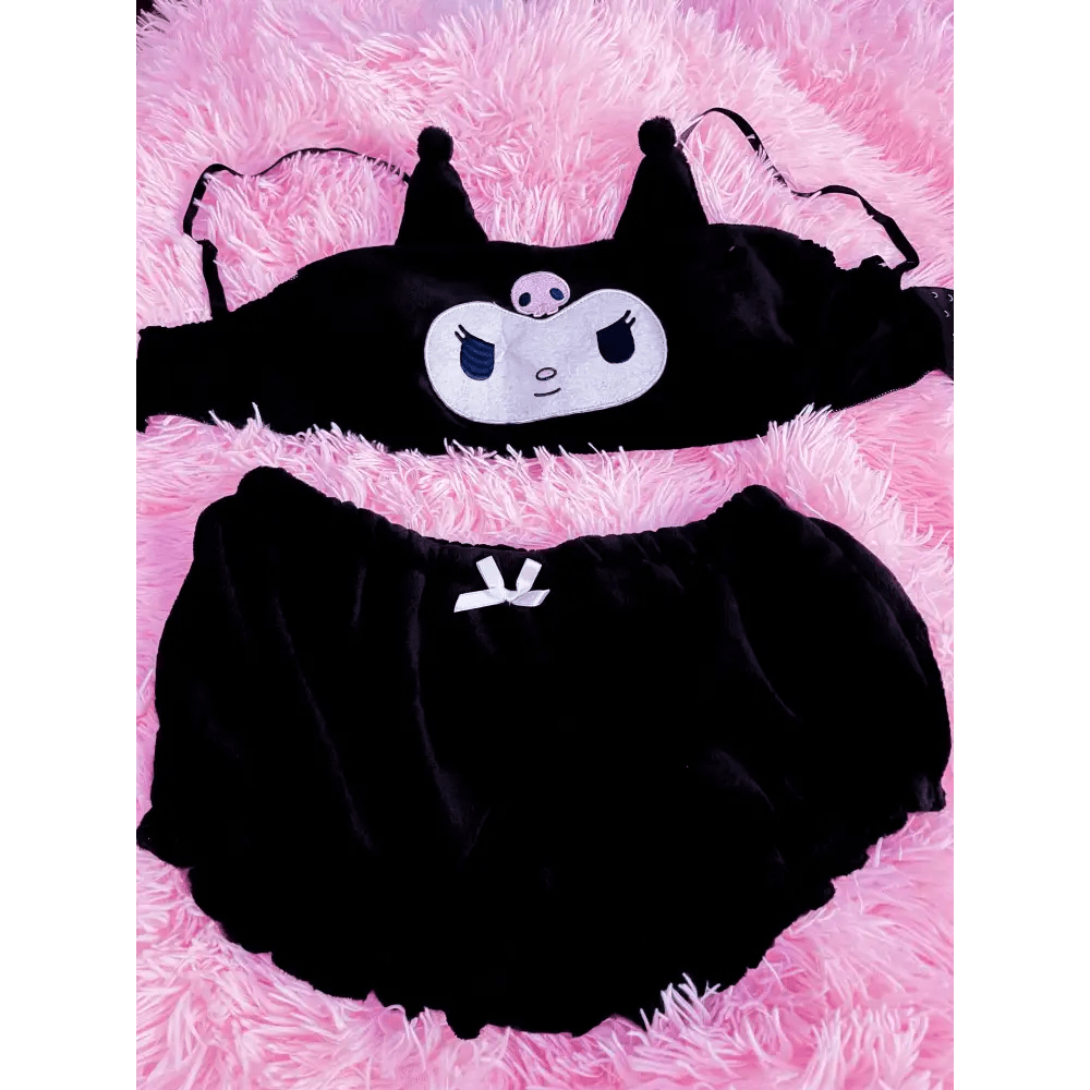 Pastel Goth Kuromi Lingerie Set for Cozy Nighttime Wear - Cosparty