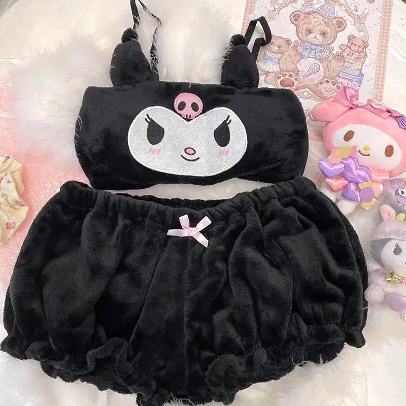 Pastel Goth Kuromi Lingerie Set for Cozy Nighttime Wear - Cosparty