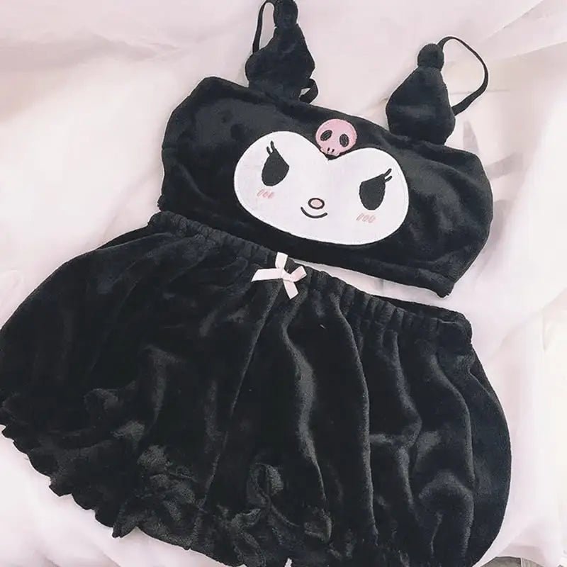 Pastel Goth Kuromi Lingerie Set for Cozy Nighttime Wear - Cosparty