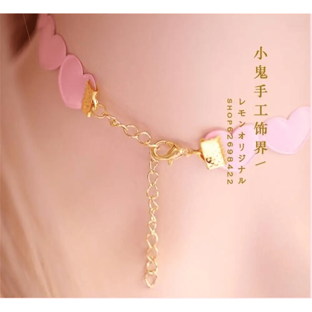 Pastel Heart Tattoo Necklace with Clasp Closure for a Dainty Look - Cosparty