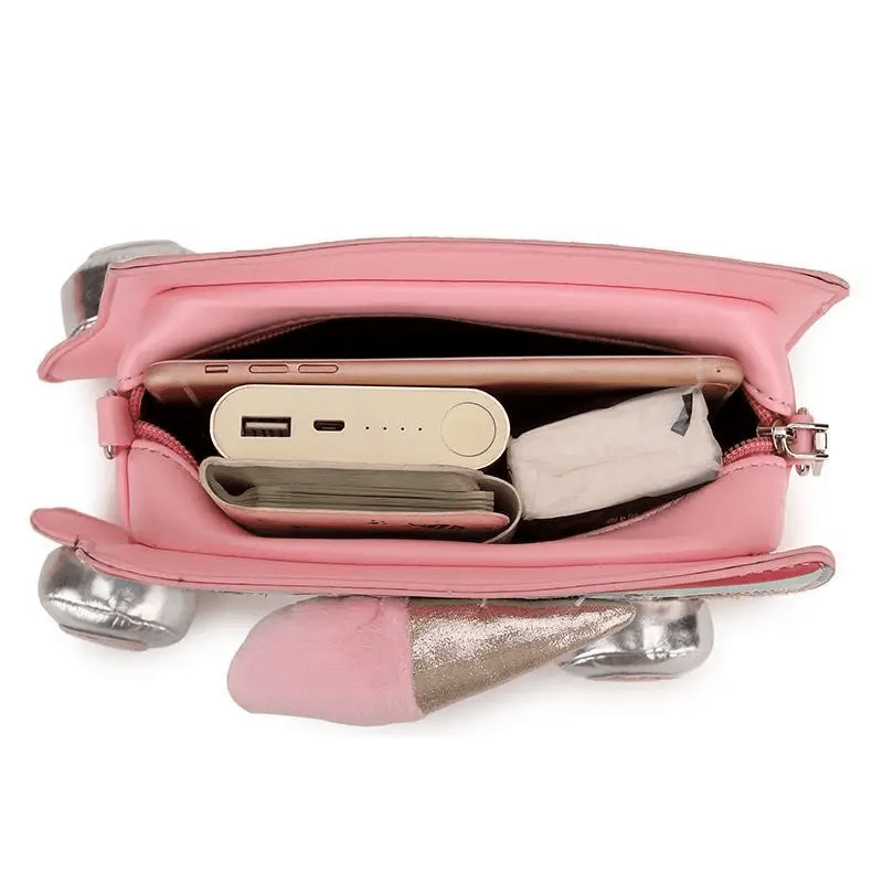 Pastel Ice Cream Truck Handbag with Adjustable Strap and Zipper Closure - Cosparty