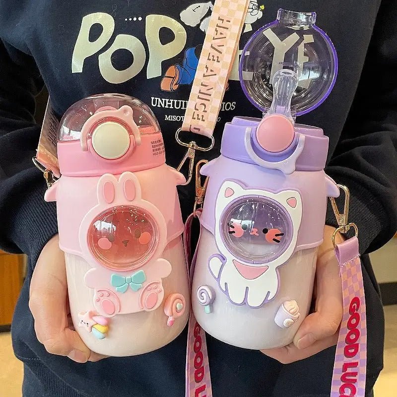 Pastel Kawaii Cat and Bunny Water Bottles for Cute Lovers - Cosparty