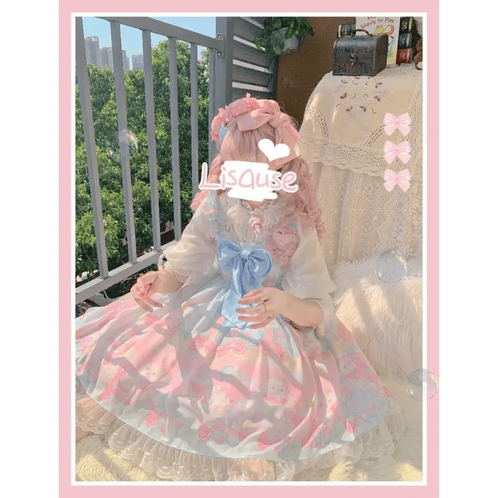 Pastel Kitten Themed Lolita Dress for Playful Princesses - Cosparty