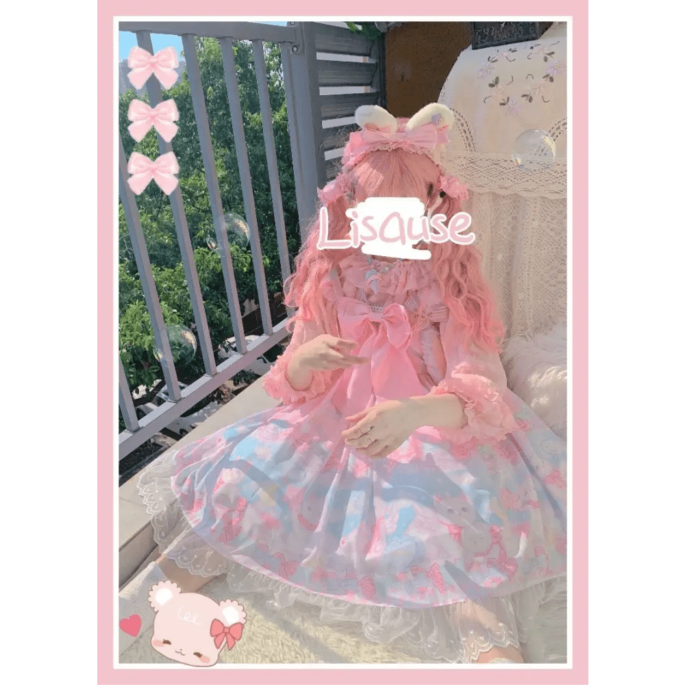 Pastel Kitten Themed Lolita Dress for Playful Princesses - Cosparty
