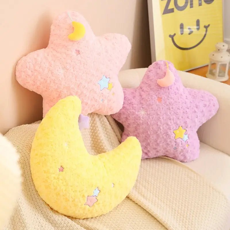 Pastel Magic Moon and Star Pillow for Dreamy Comfort - Cosparty