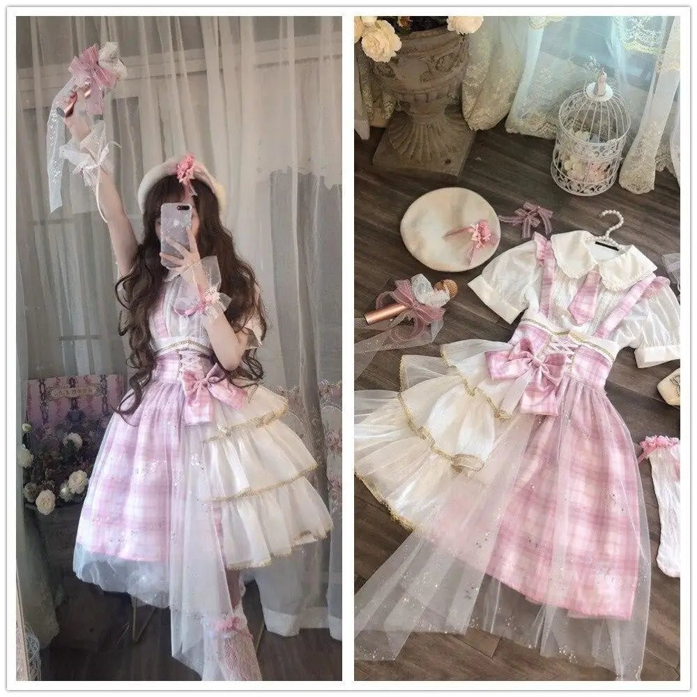Pastel Patchwork Cherry Blossom Lolita Dress for Kawaii Princesses - Cosparty
