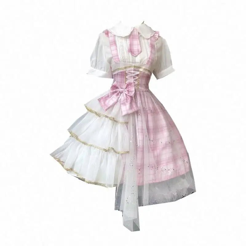 Pastel Patchwork Cherry Blossom Lolita Dress for Kawaii Princesses - Cosparty