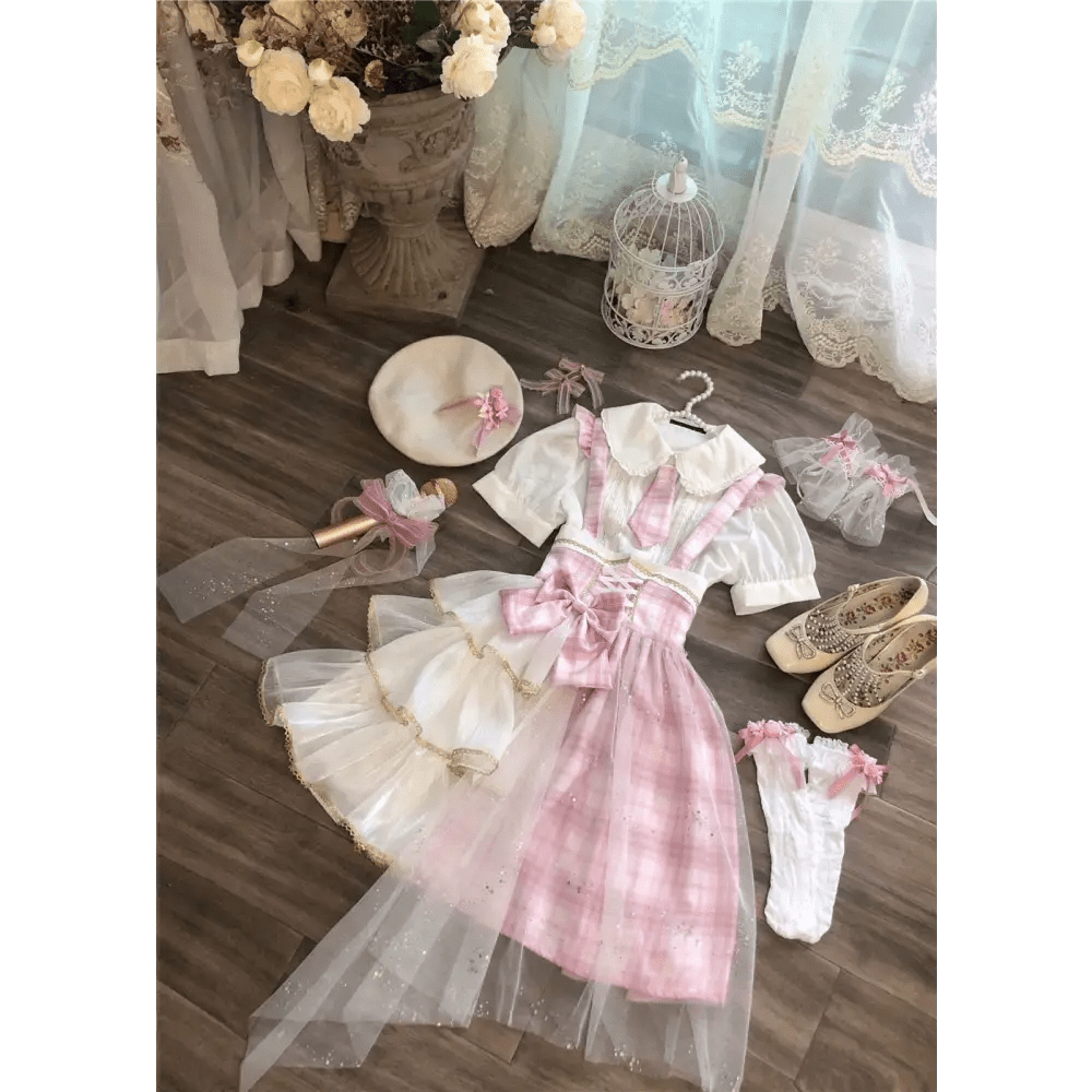Pastel Patchwork Cherry Blossom Lolita Dress for Kawaii Princesses - Cosparty
