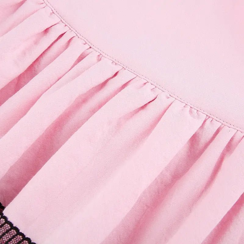 Pastel Pink and Jet Black Layered Ruffle Skirt - Cosparty