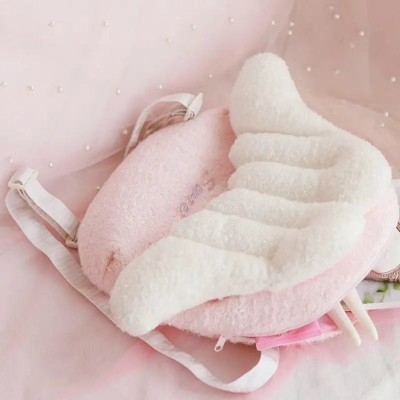 Pastel Pink Angel Plush Backpack Style for Kawaii Storage Needs - Cosparty