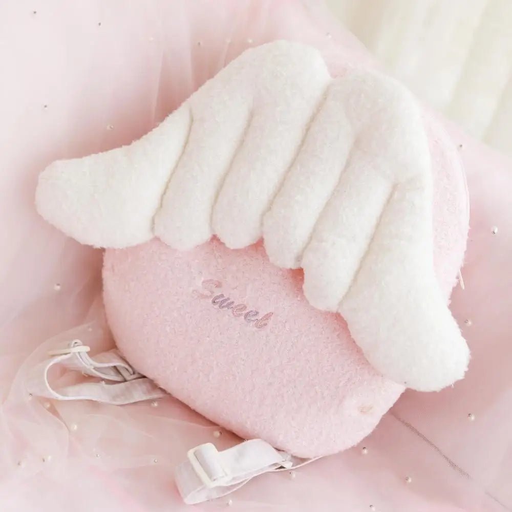 Pastel Pink Angel Plush Backpack Style for Kawaii Storage Needs - Cosparty