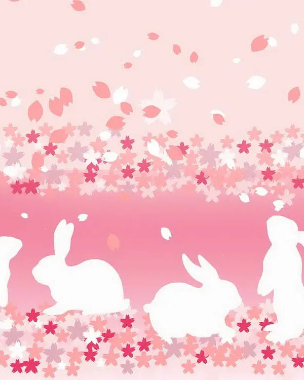 Pastel Pink Cherry Blossom Bunny Rabbit Lolita Skirt - Cosparty