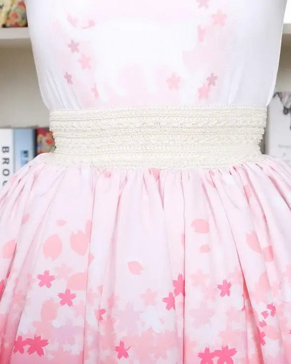 Pastel Pink Cherry Blossom Bunny Rabbit Lolita Skirt - Cosparty