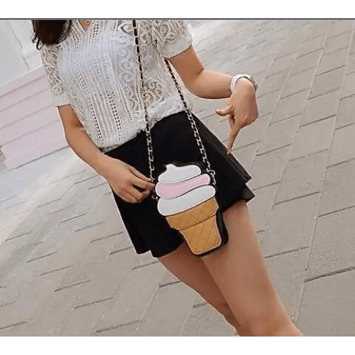 Pastel Pink Ice Cream Cone Purse for Kawaii Harajuku Style - Cosparty