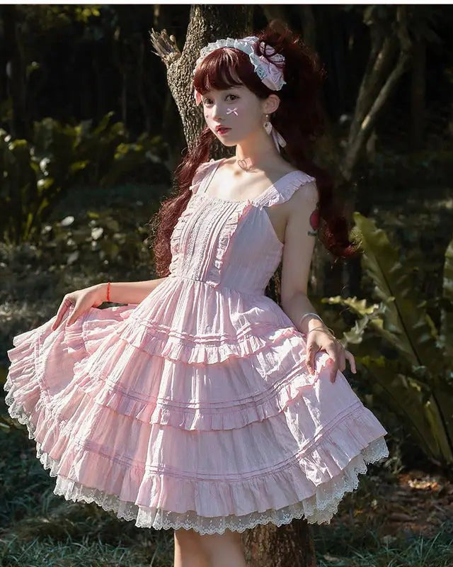 Pastel Pink Lolita Dress for Elegant Kawaii Fashion Lovers - Cosparty