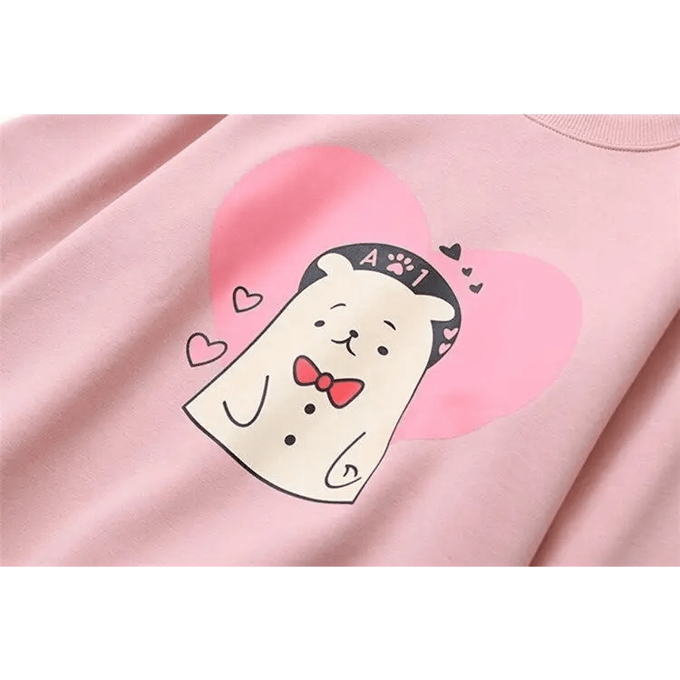 Pastel Pink Polar Bear Crewneck Sweatshirt for Kawaii Lovers - Cosparty