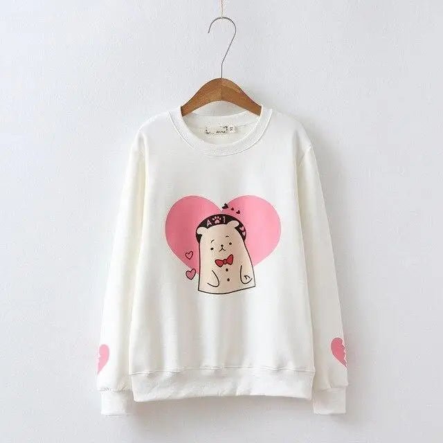 Pastel Pink Polar Bear Crewneck Sweatshirt for Kawaii Lovers - Cosparty