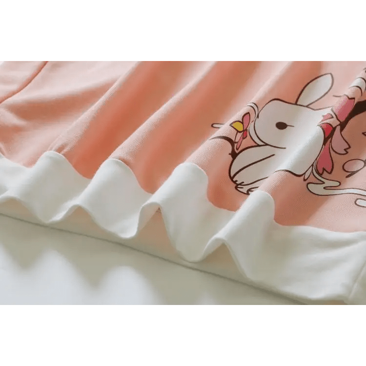 Pastel Pink Sakura Blossom Bunny Hoodie in Soft Material - Cosparty